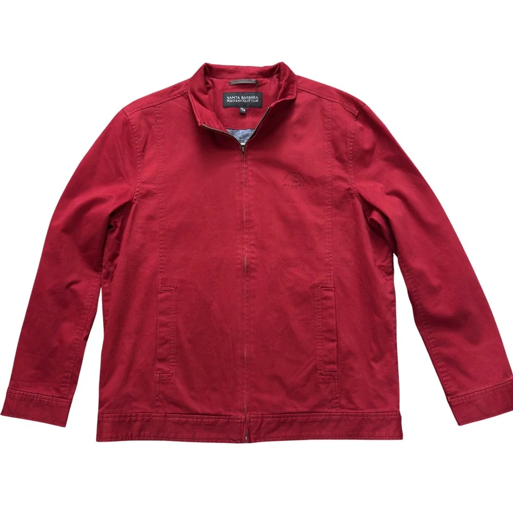 Santa Barbara Polo & Racquet Club Mens Red Harrington Jacket  Sz 175/92B